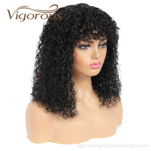 High Quality Wholesale With Fringe 100% Human Hair Cheapest Bob Curly Wave For Black Women Real Human Hair Wigs